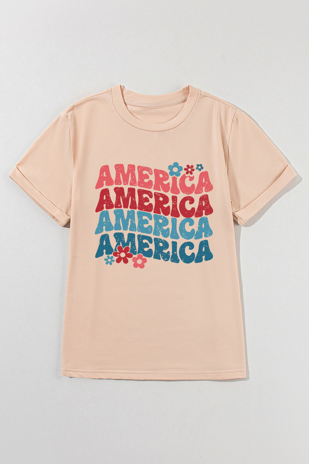 AMERICA Round Neck Short Sleeve T-Shirt - Charming Charlie