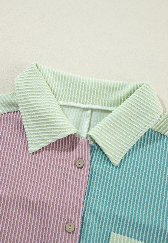 Color Block Corded Button Up Shacket - Charming Charlie
