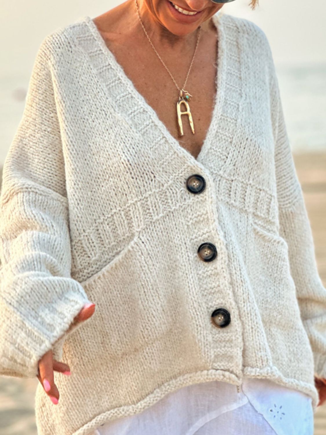 Pocketed V-Neck Button Up Cardigan - Charming Charlie
