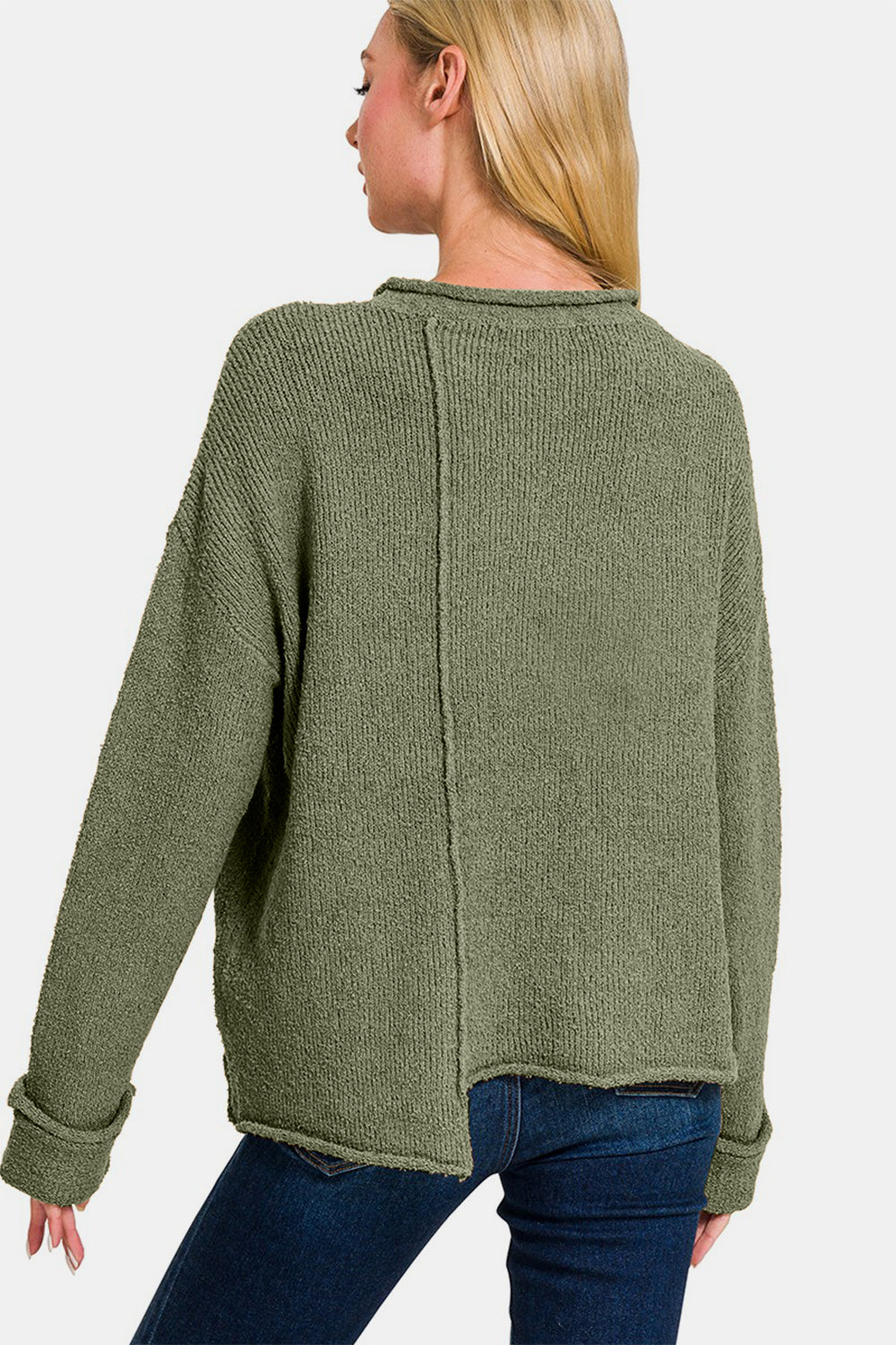 Zenana Asymmetric Hem Drop Shoulder Sweater - Charming Charlie