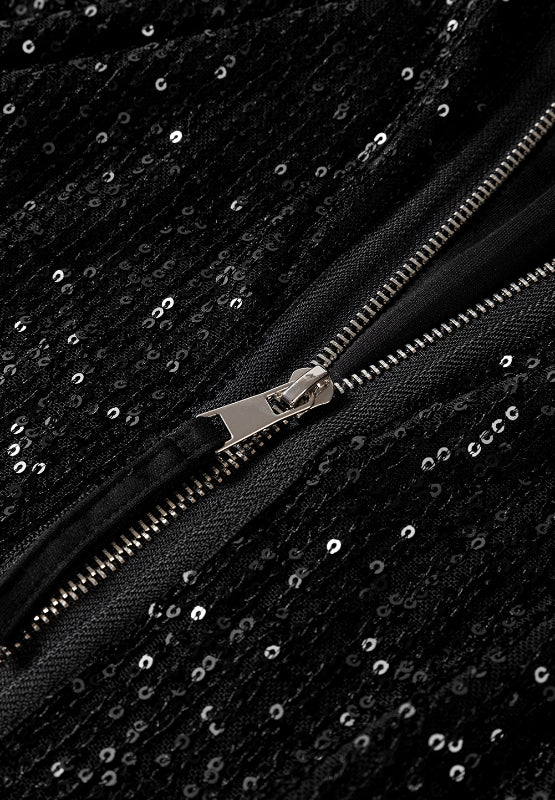 Sequin Zip Up Long Sleeve Jacket - Charming Charlie