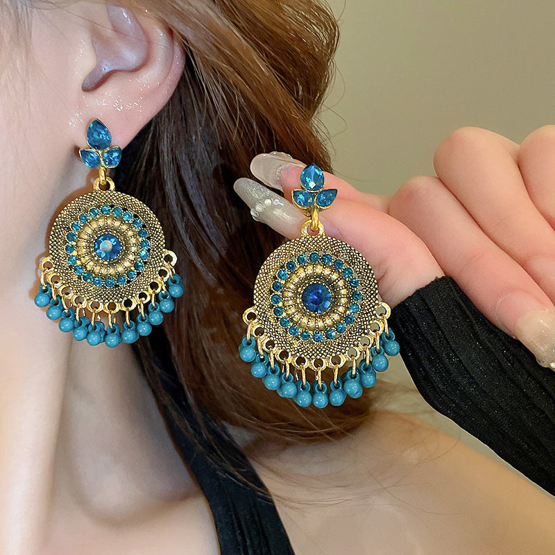 Rhinestone Alloy Bead Dangle Earrings - Charming Charlie