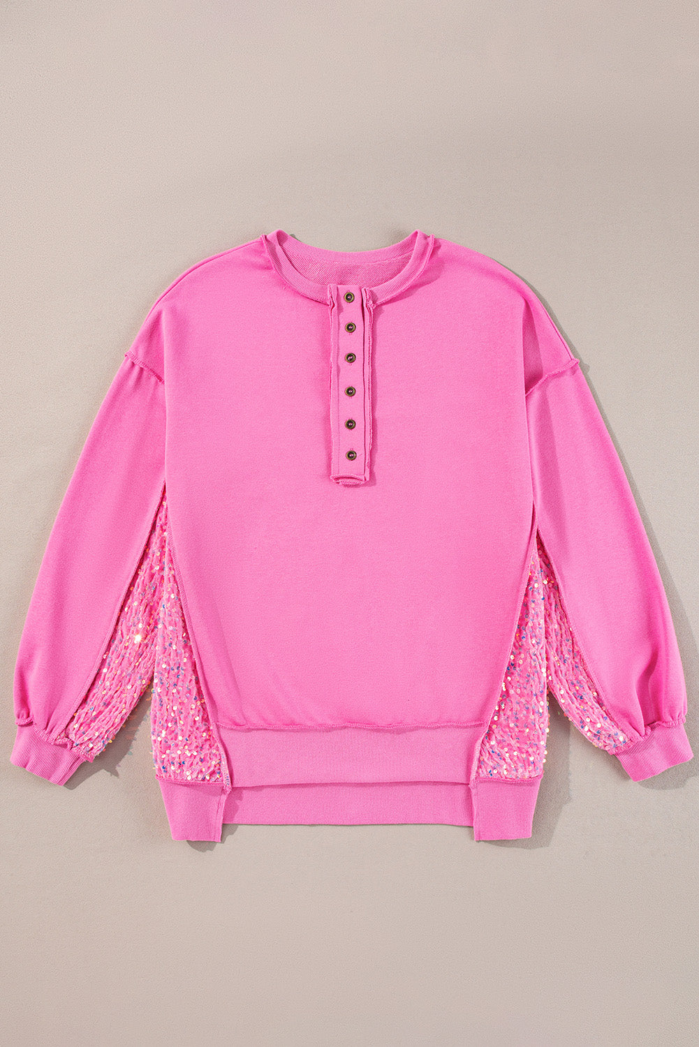 Sequin Half Button Long Sleeve Sweatshirt - Charming Charlie