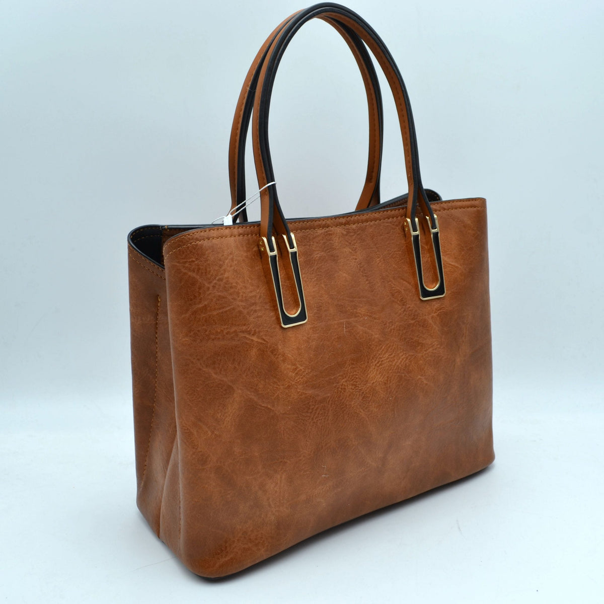 Solid Faux Leather Tote Bag Shoulder Bag - Tote Bag