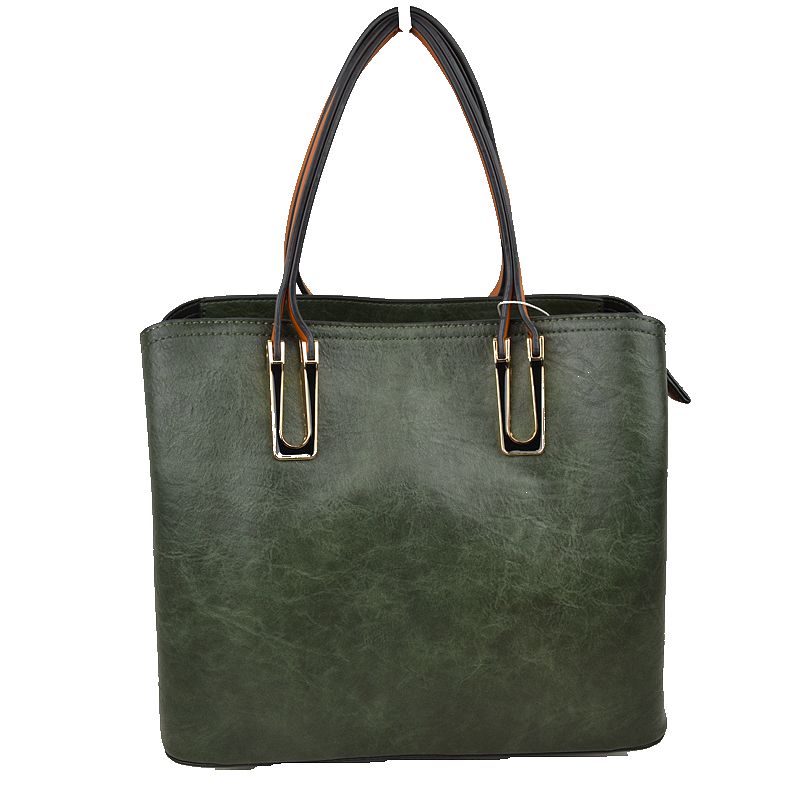 Solid Faux Leather Tote Bag Shoulder Bag - Tote Bag
