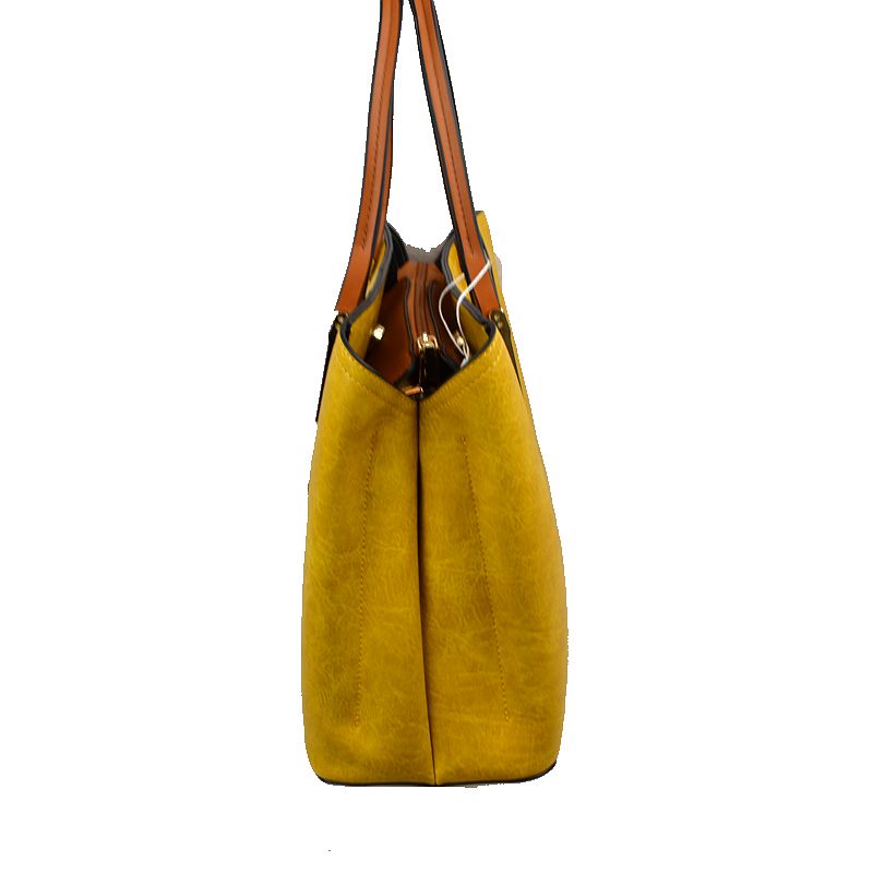 Solid Faux Leather Tote Bag Shoulder Bag - Tote Bag