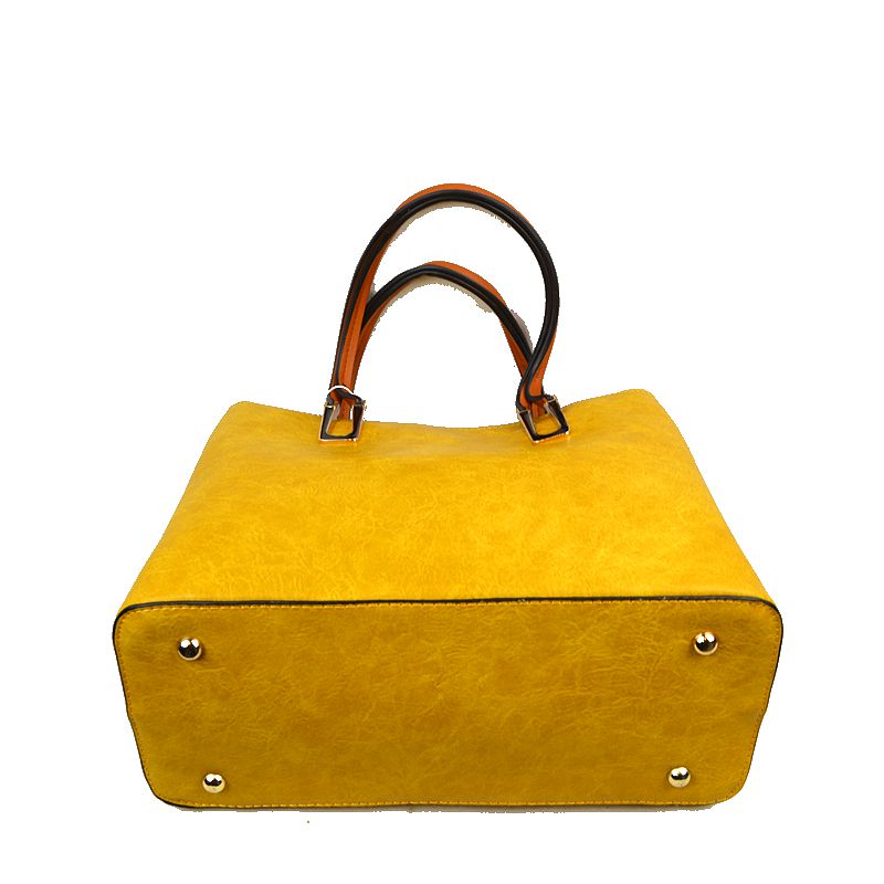 Solid Faux Leather Tote Bag Shoulder Bag - Tote Bag