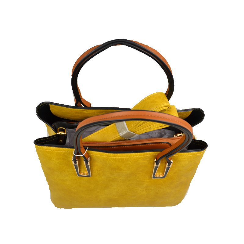 Solid Faux Leather Tote Bag Shoulder Bag - Tote Bag