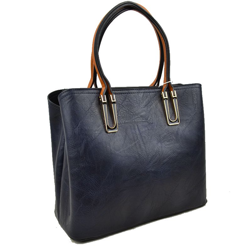 Solid Faux Leather Tote Bag Shoulder Bag - Tote Bag