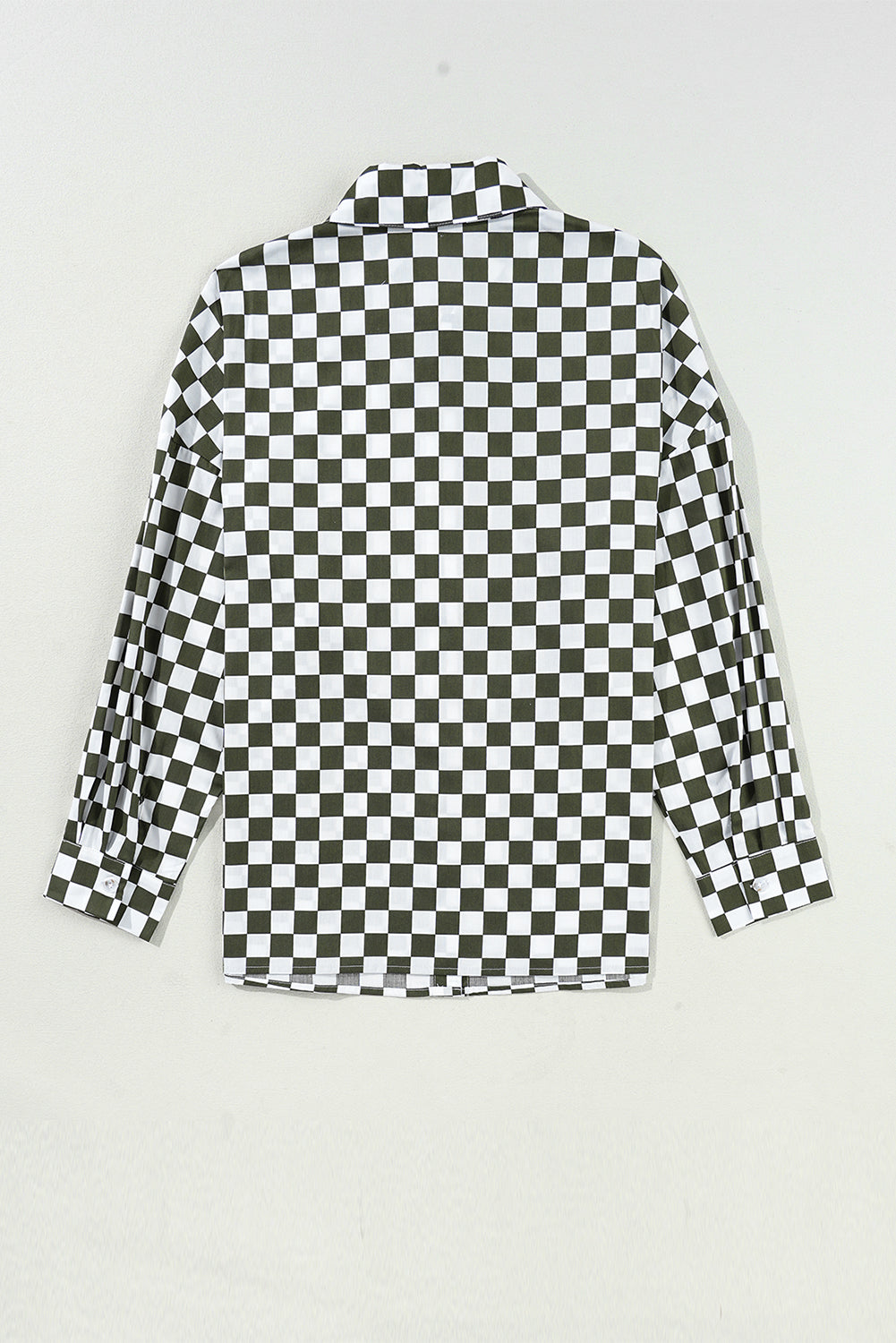 Checkered Collared Neck Long Sleeve Shirt - Charming Charlie