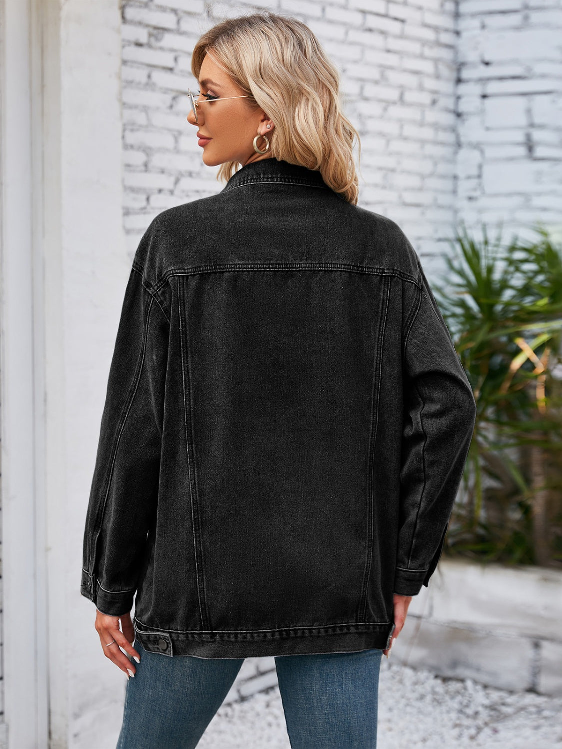 Button Up Long Sleeve Denim Jacket - Charming Charlie