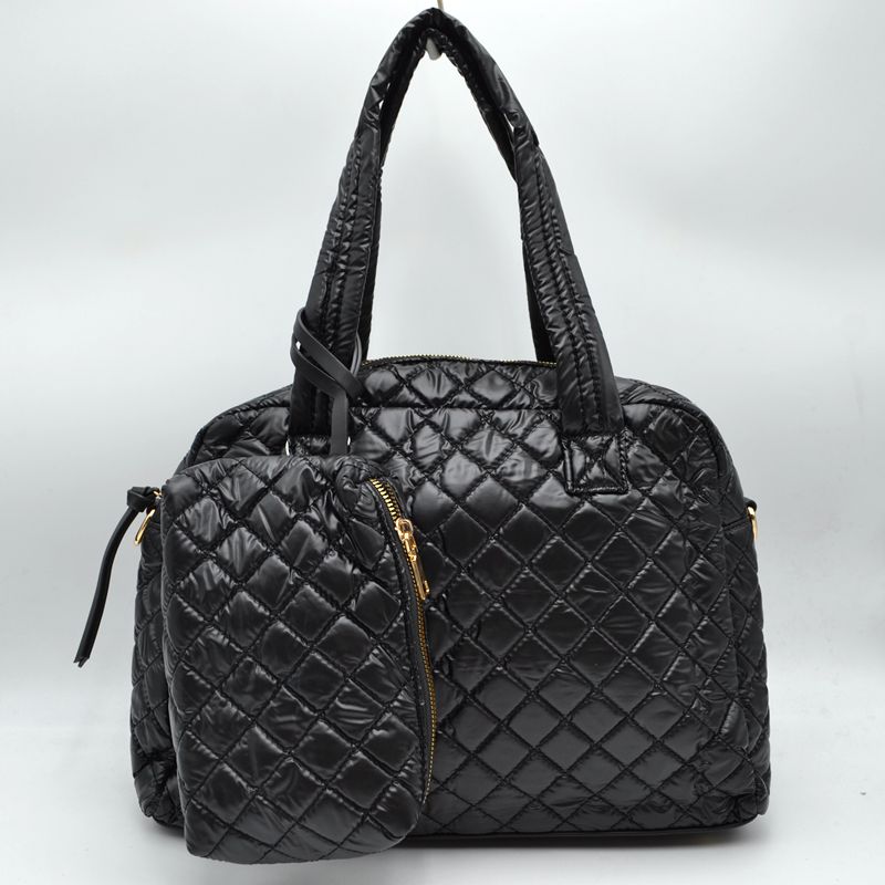 2-in-1 Large Quilted Tote Bag with Pouch - Tote Bag