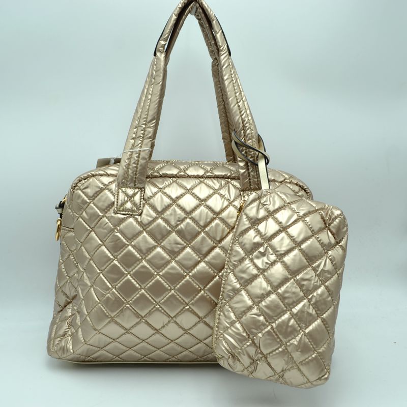 2-in-1 Large Quilted Tote Bag with Pouch - Tote Bag