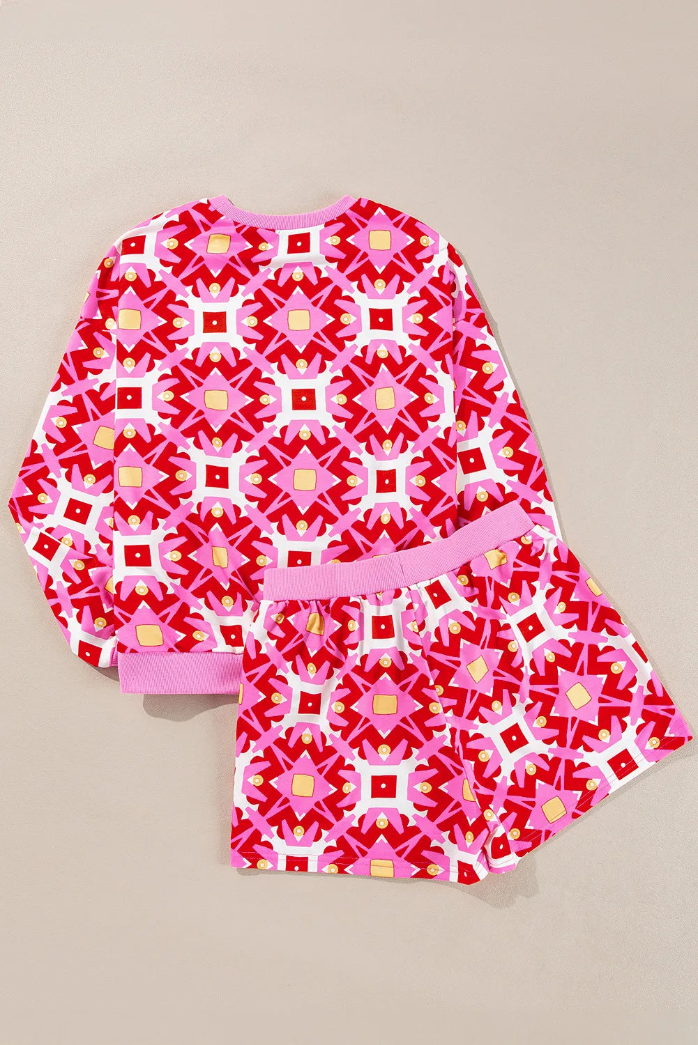 Geometric Round Neck Top and Shorts Set - Charming Charlie