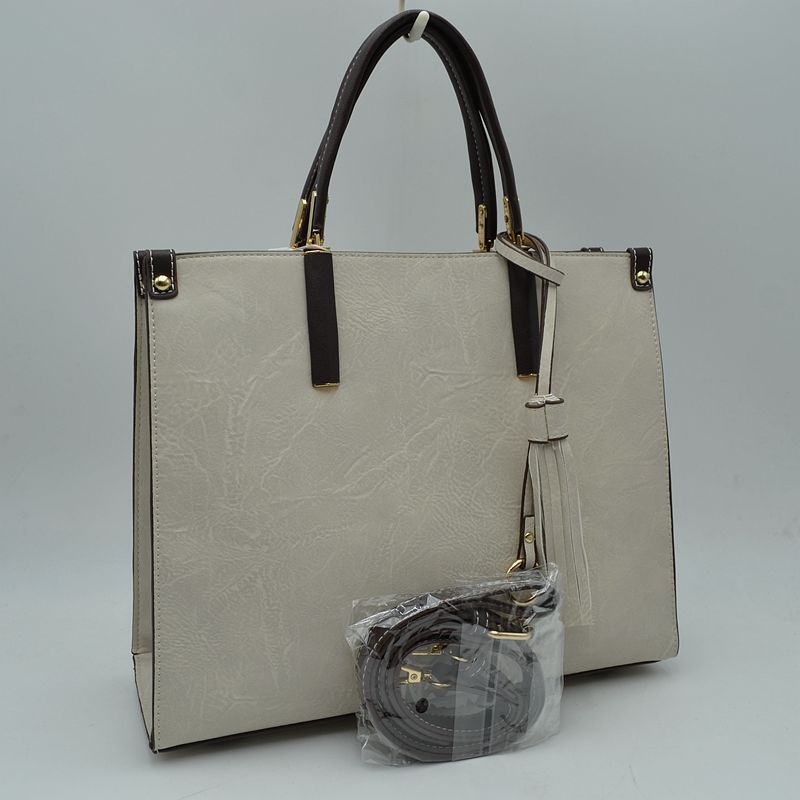Large Shoulder Vegan Leather Tassel Handbag For Women - Tote Bag
