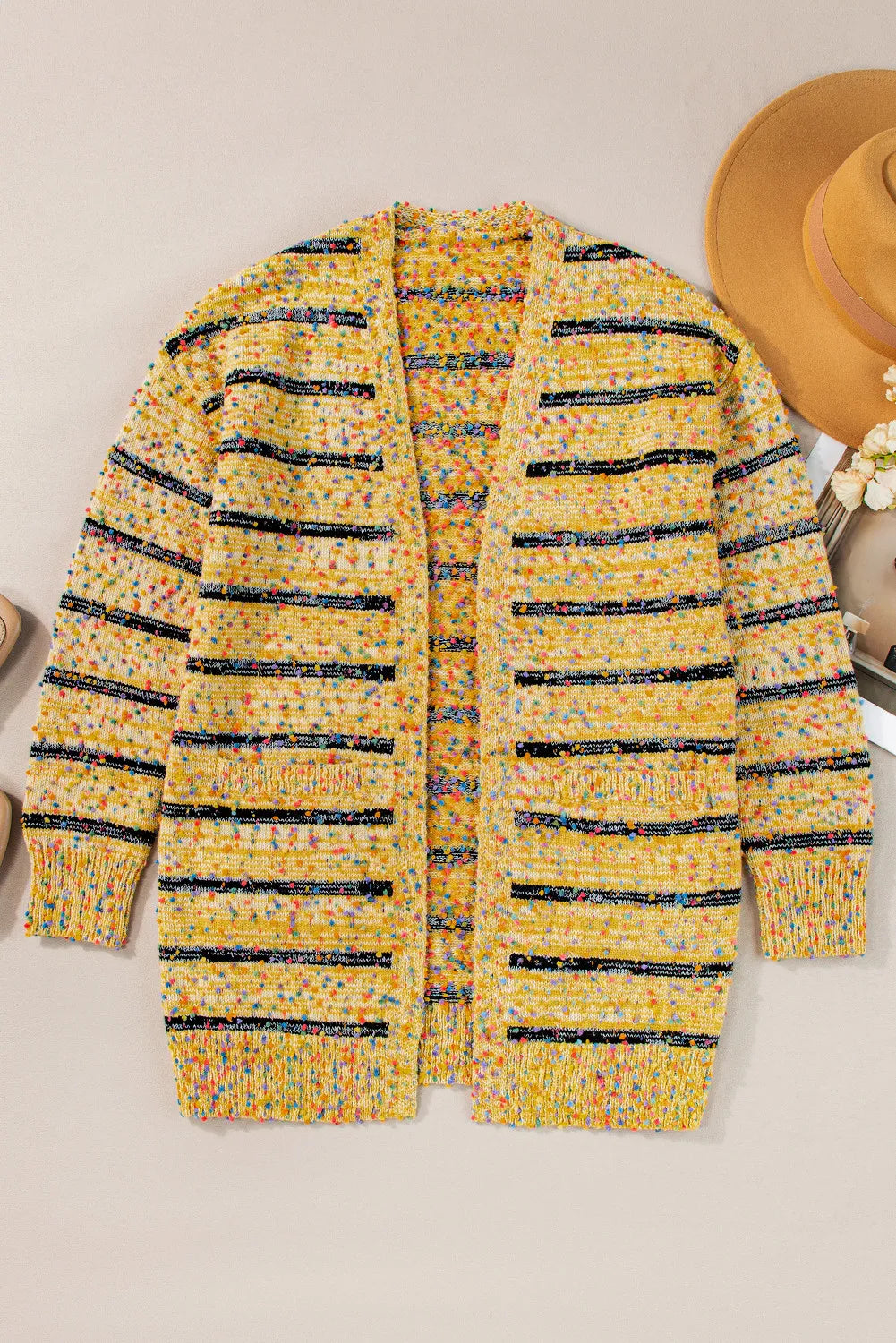 Striped Open Front Long Sleeve Cardigan - Charming Charlie