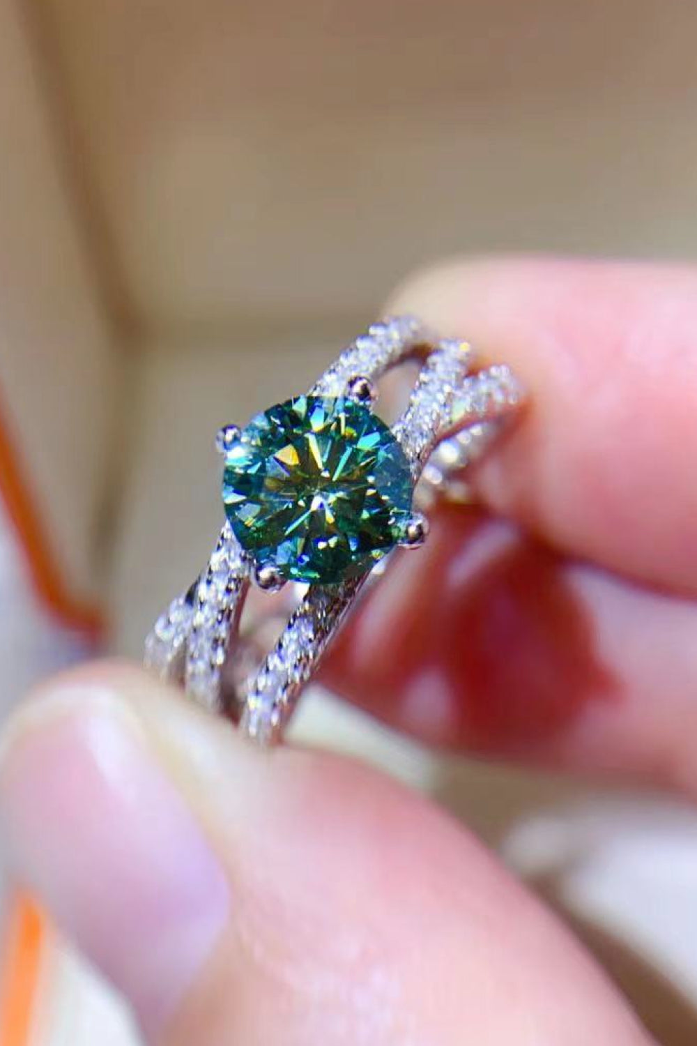 1 Carat Moissanite Contrast 925 Sterling Silver Ring - Charming Charlie