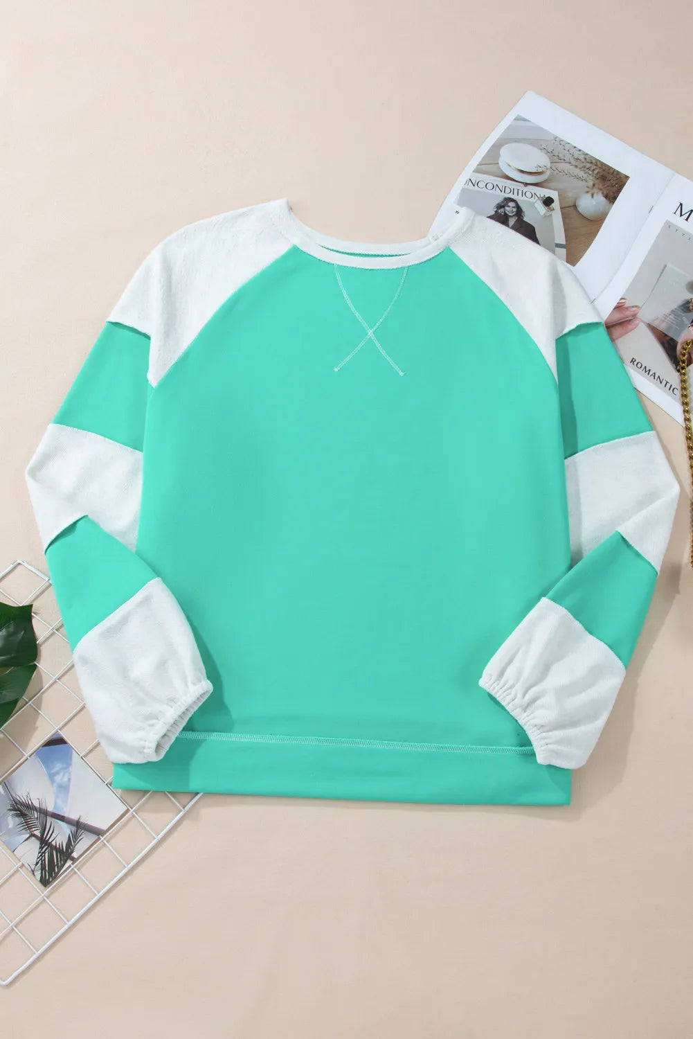 Plus Size Exposed Seam Color Block Long Sleeve Sweatshirt - Charming Charlie