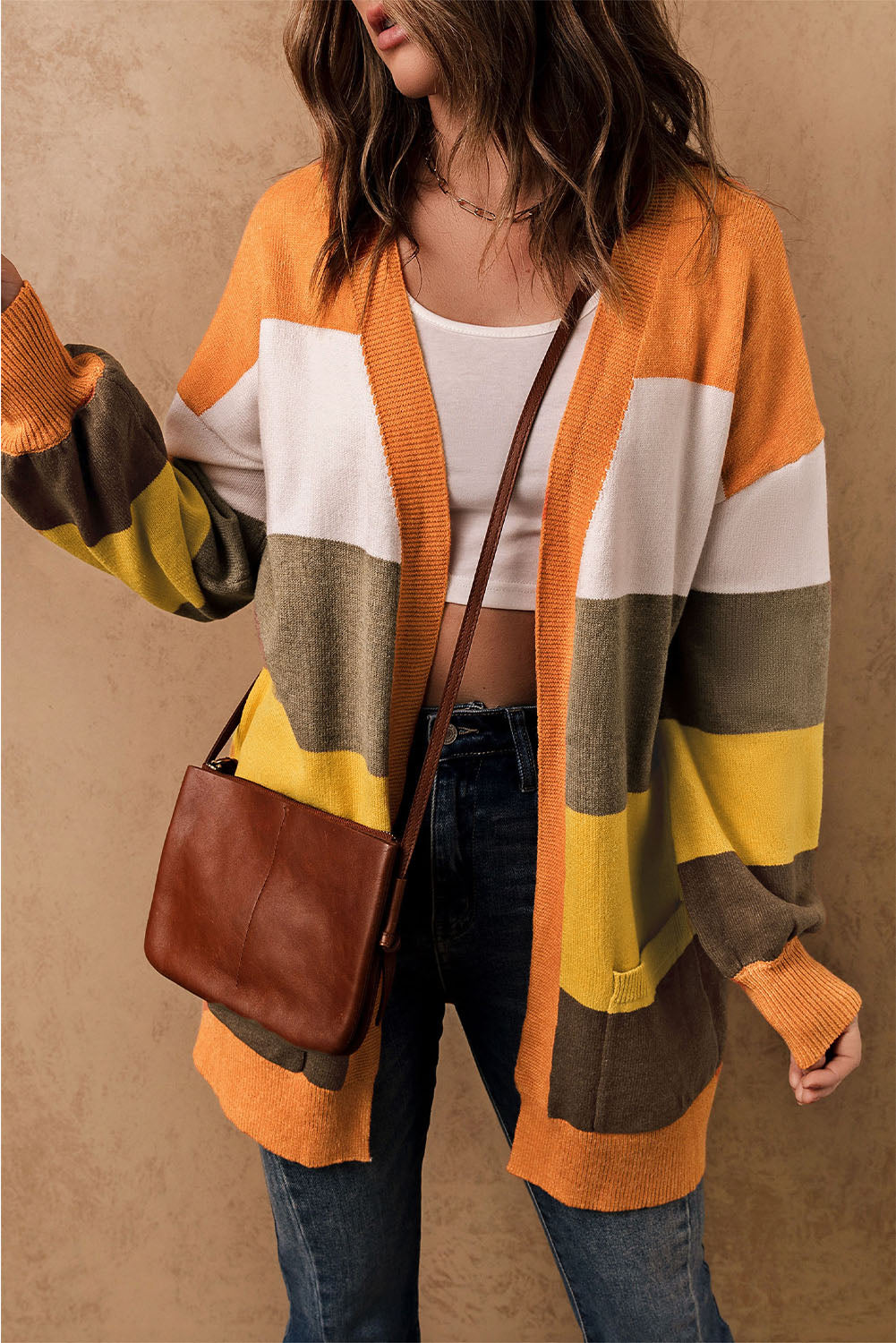 Open Front Color Block Cardigan - Charming Charlie