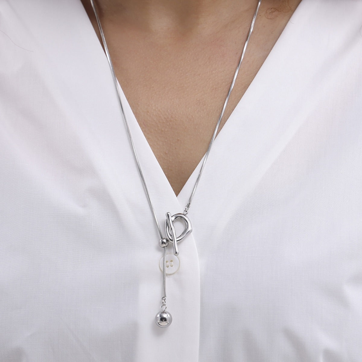 Stainless Steel Bead Necklace - Charming Charlie