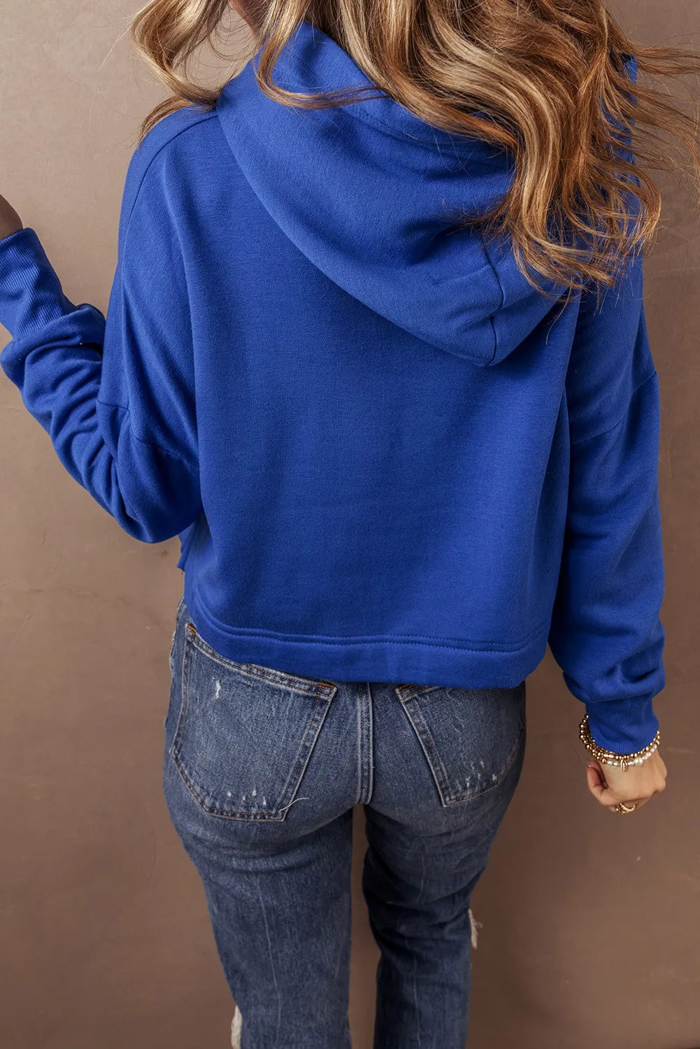 Drawstring Long Sleeve Hoodie - Charming Charlie