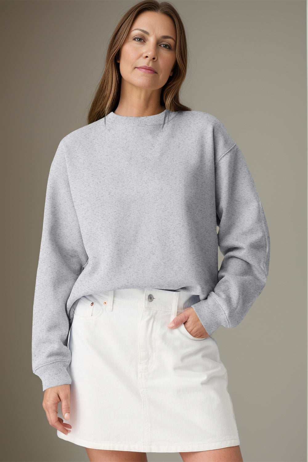 Round Neck Long Sleeve Sweatshirt - Charming Charlie