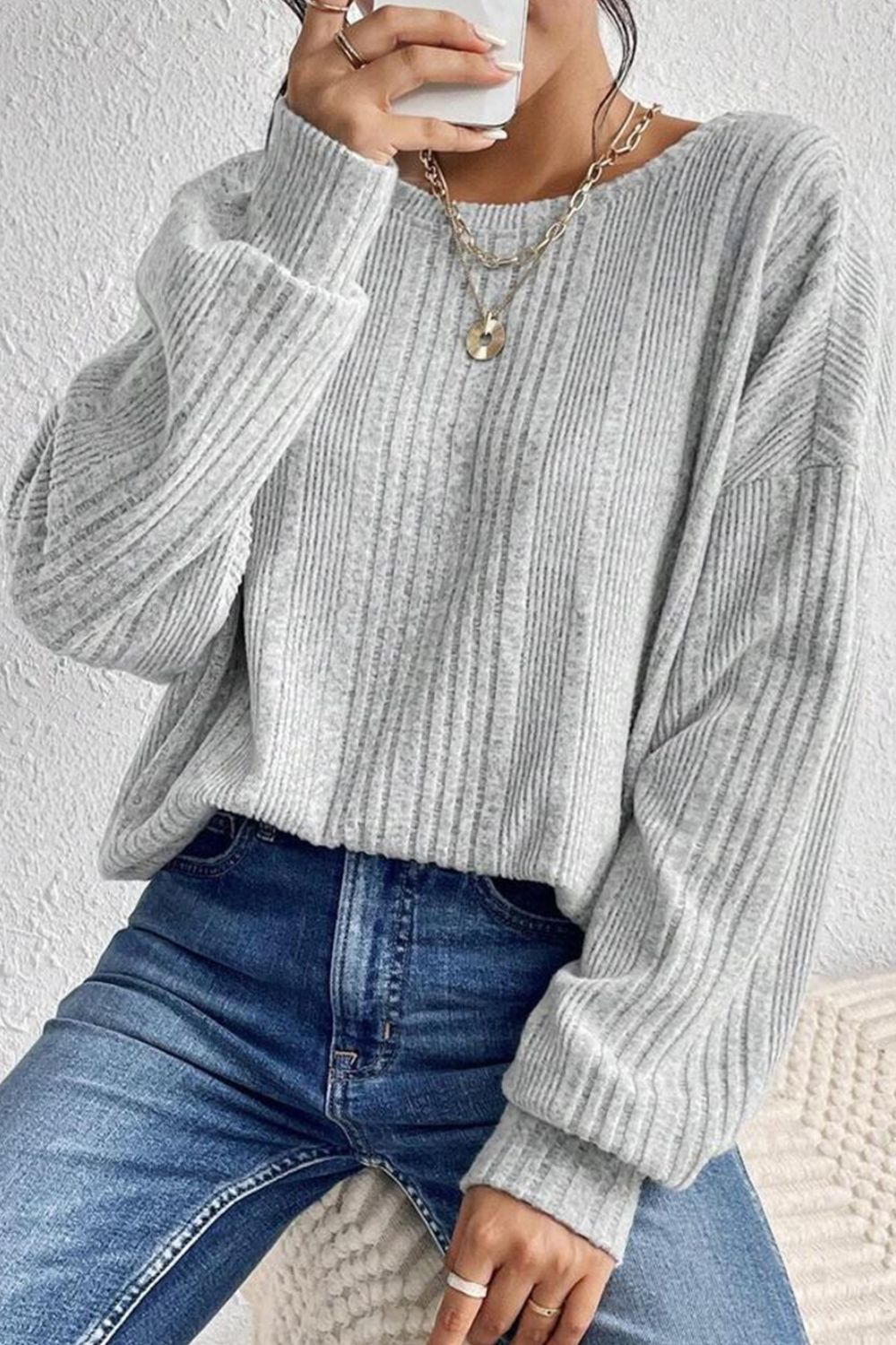 Crossover Backless Long Sleeve Knit Top - Charming Charlie