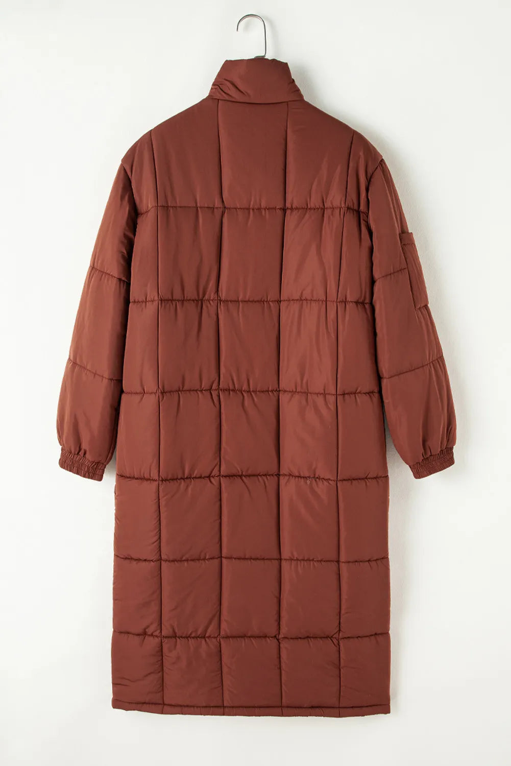 Pocketed Bubble Texture Long Sleeve Longline Winter Coat - Charming Charlie