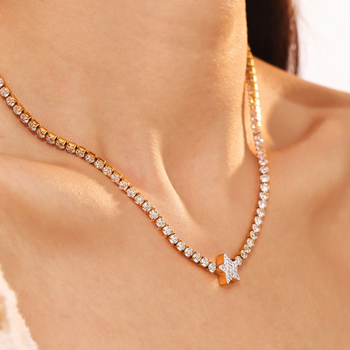 Titanium Steel Zircon Star Necklace - Charming Charlie