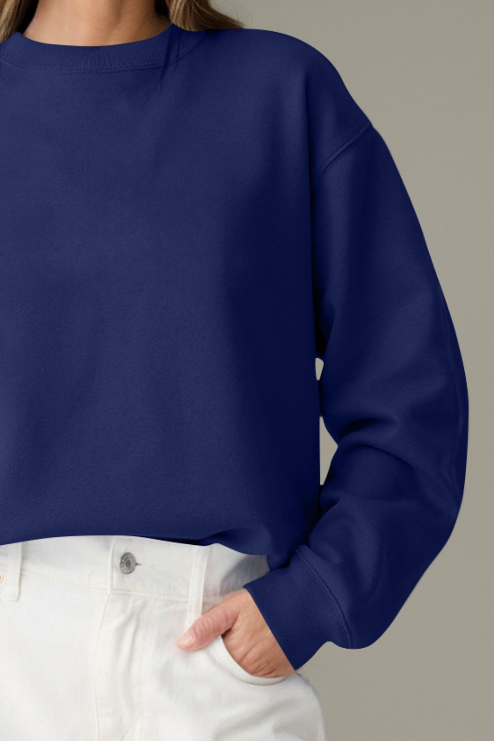 Round Neck Long Sleeve Sweatshirt - Charming Charlie