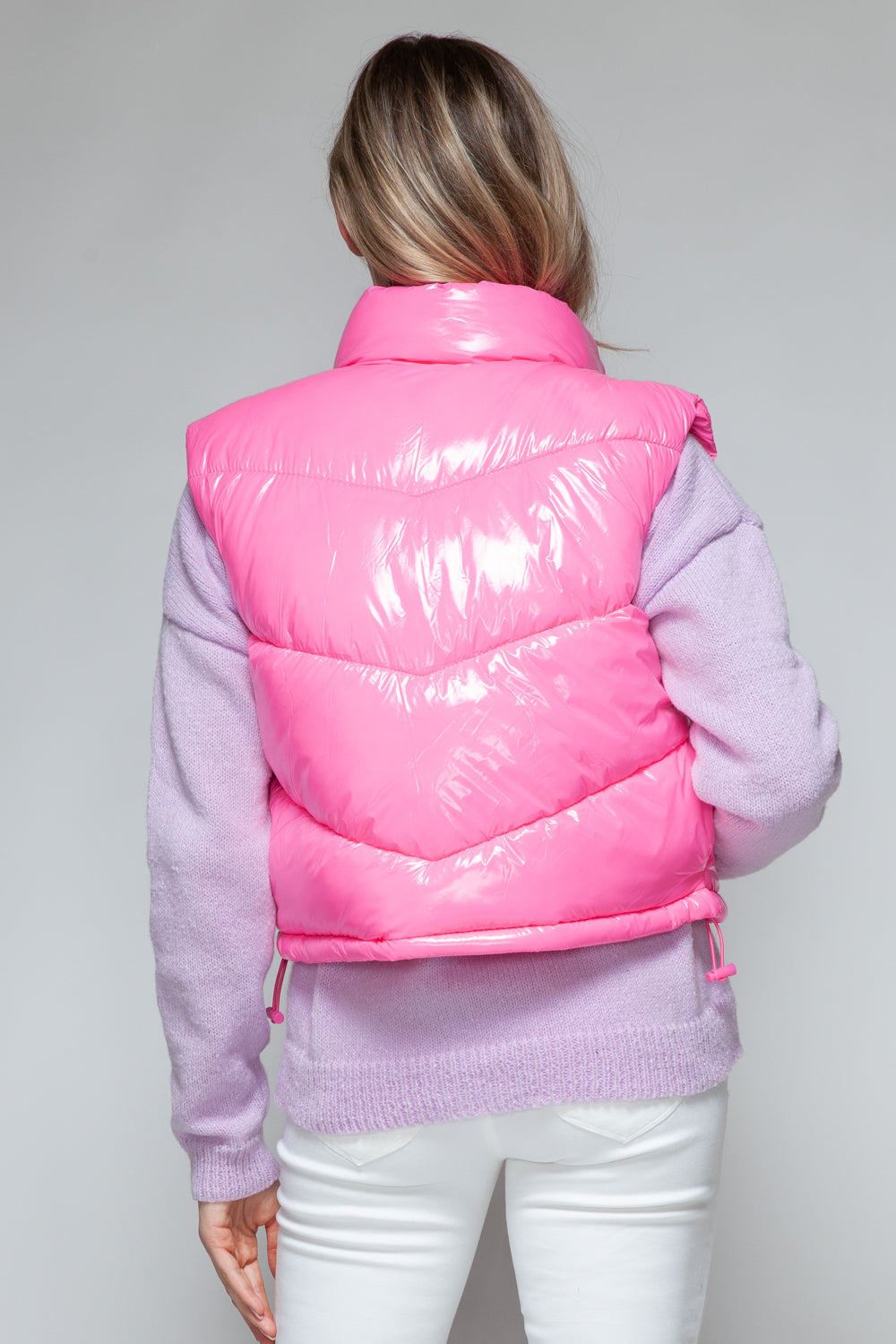 Snobbish Zip Up Turtleneck Shiny Quilted Vest - Charming Charlie