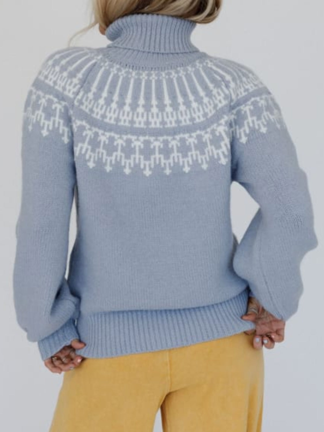 Contrast Turtleneck Long Sleeve Sweater - Charming Charlie
