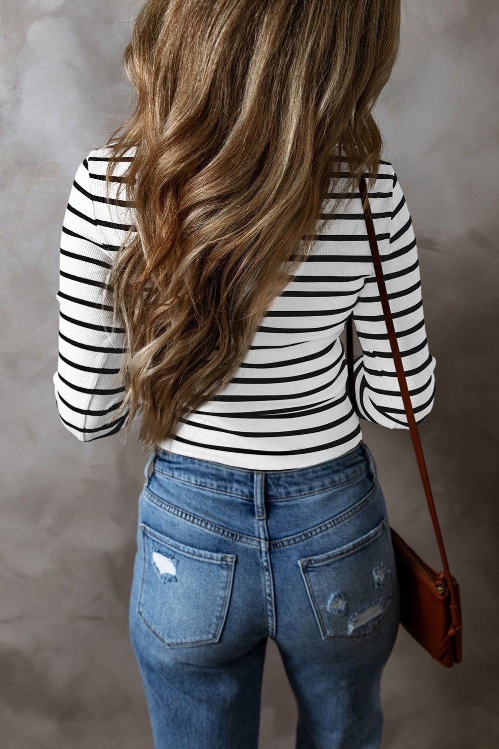 Striped V-Neck Long Sleeve Top - Charming Charlie