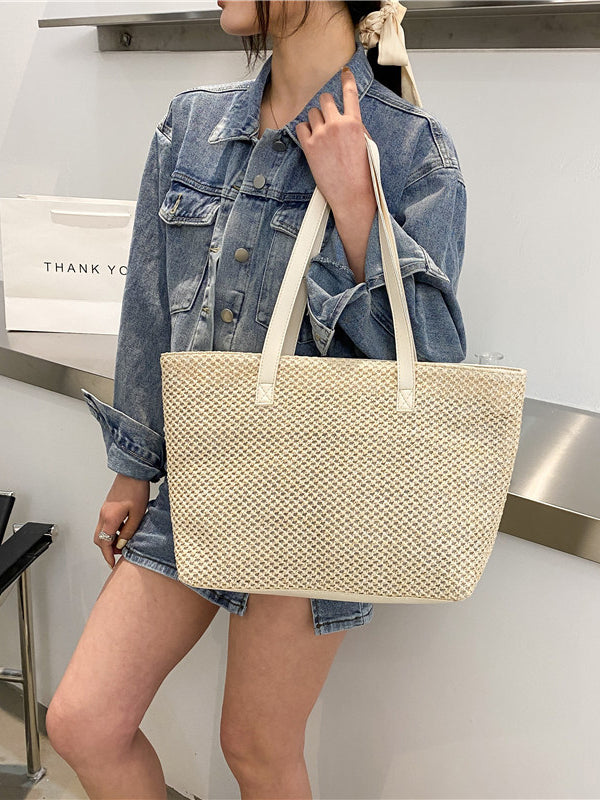 Solid Color Woven Tote Bag - Charming Charlie