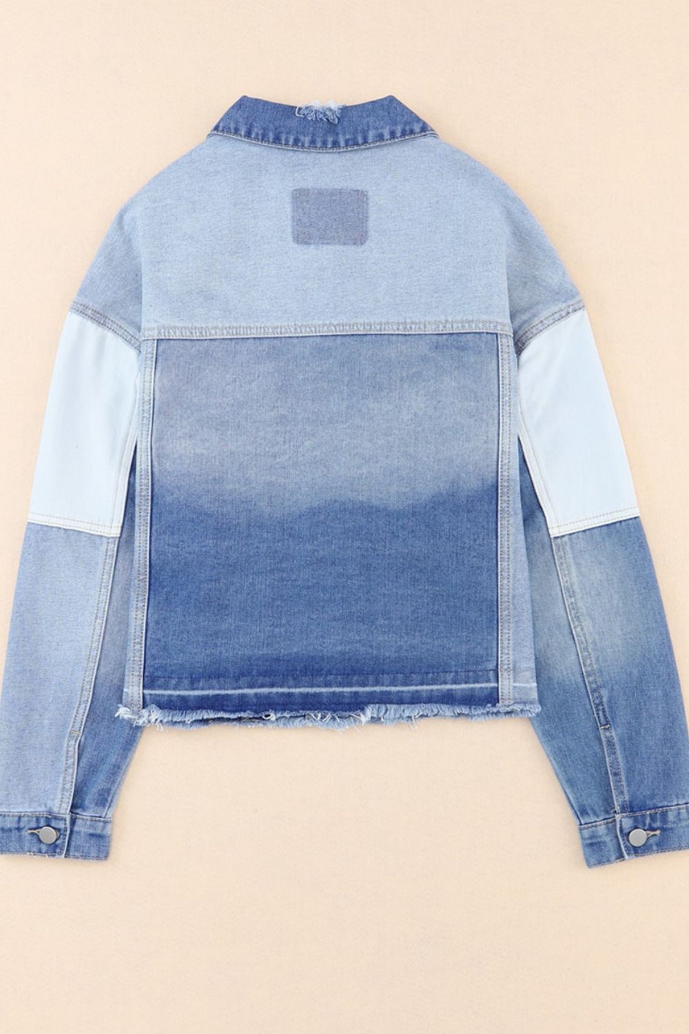 Distressed Button Up Drop Shoulder Denim Jacket - Charming Charlie