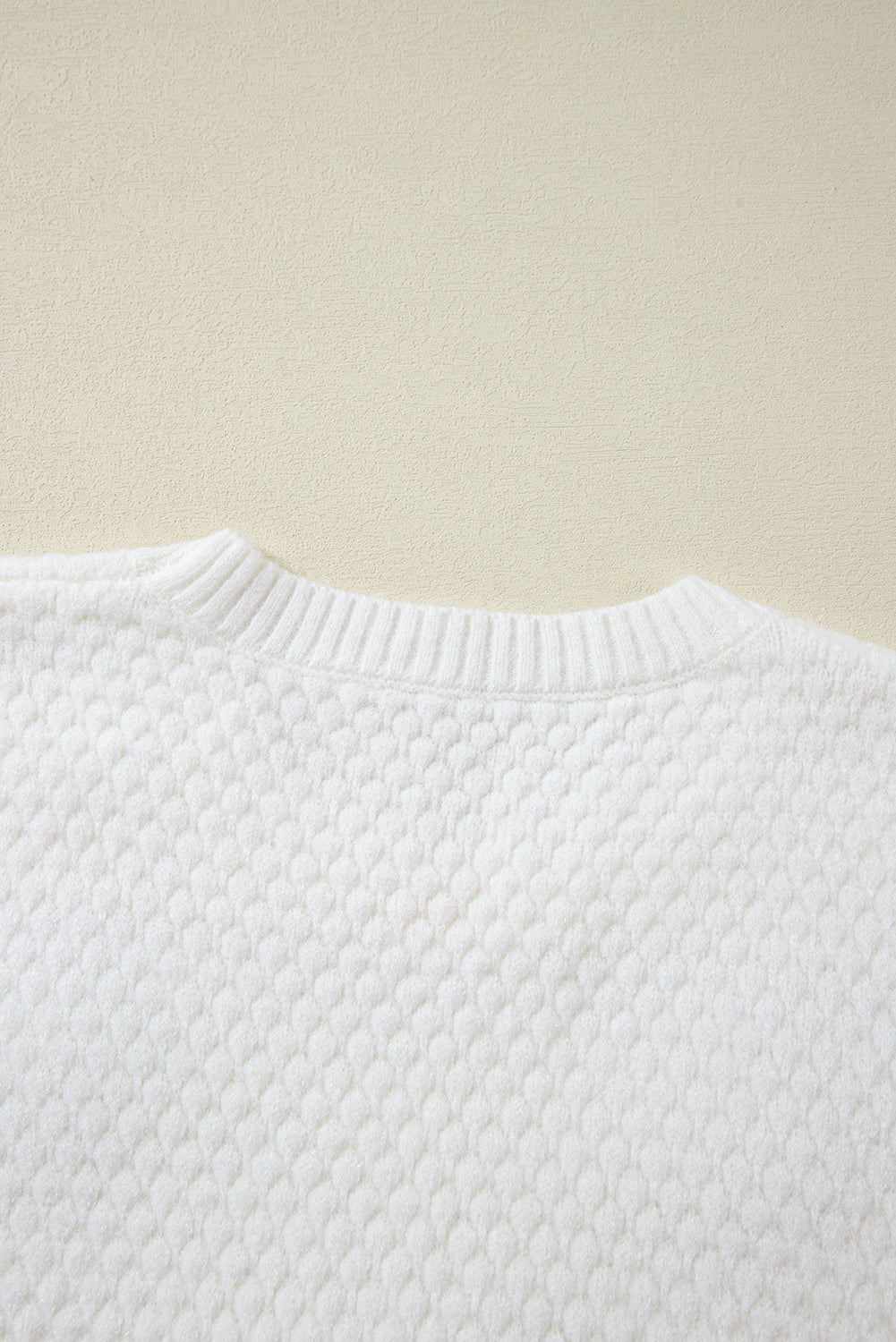 Crochet Flower Round Neck Long Sleeve Sweater - Charming Charlie