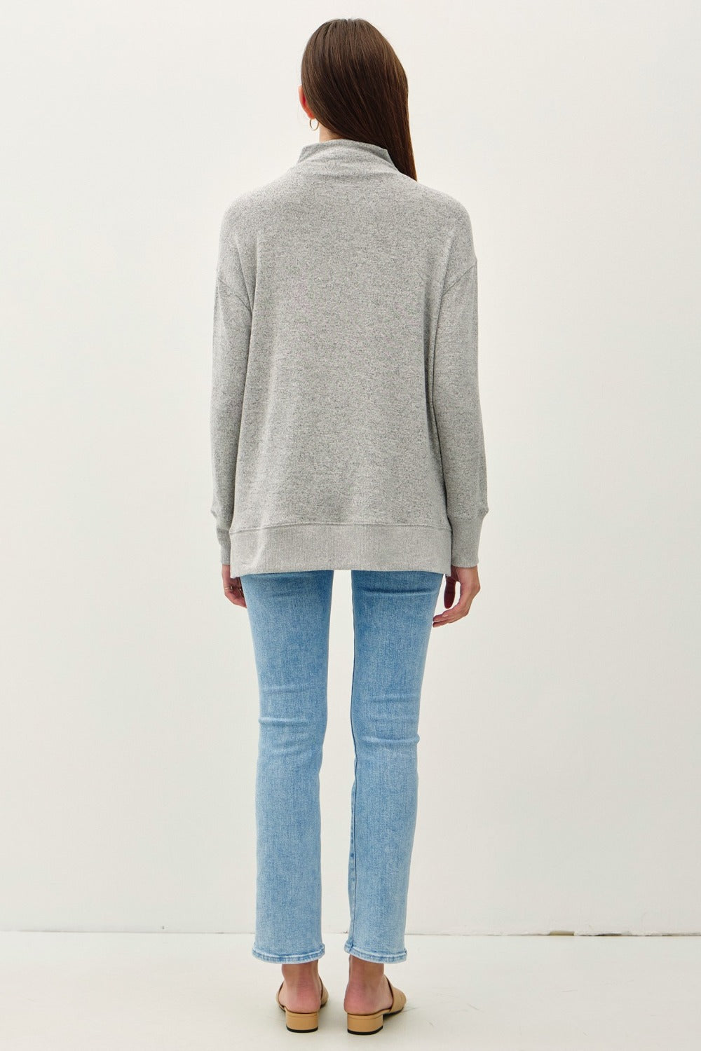 Be Cool Side Slit Mock Neck Long Sleeve Tunic Top - Charming Charlie