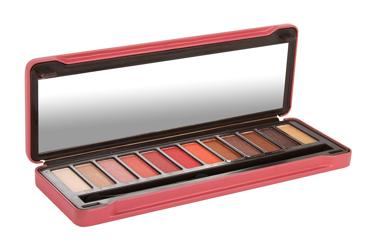 BYS Peach Eyeshadow Palette Tin with Mirror Applicator 12 Matte & Metallic Shades - Charming Charlie