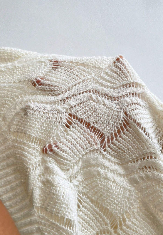 Openwork V-Neck Long Sleeve Sweater - Charming Charlie