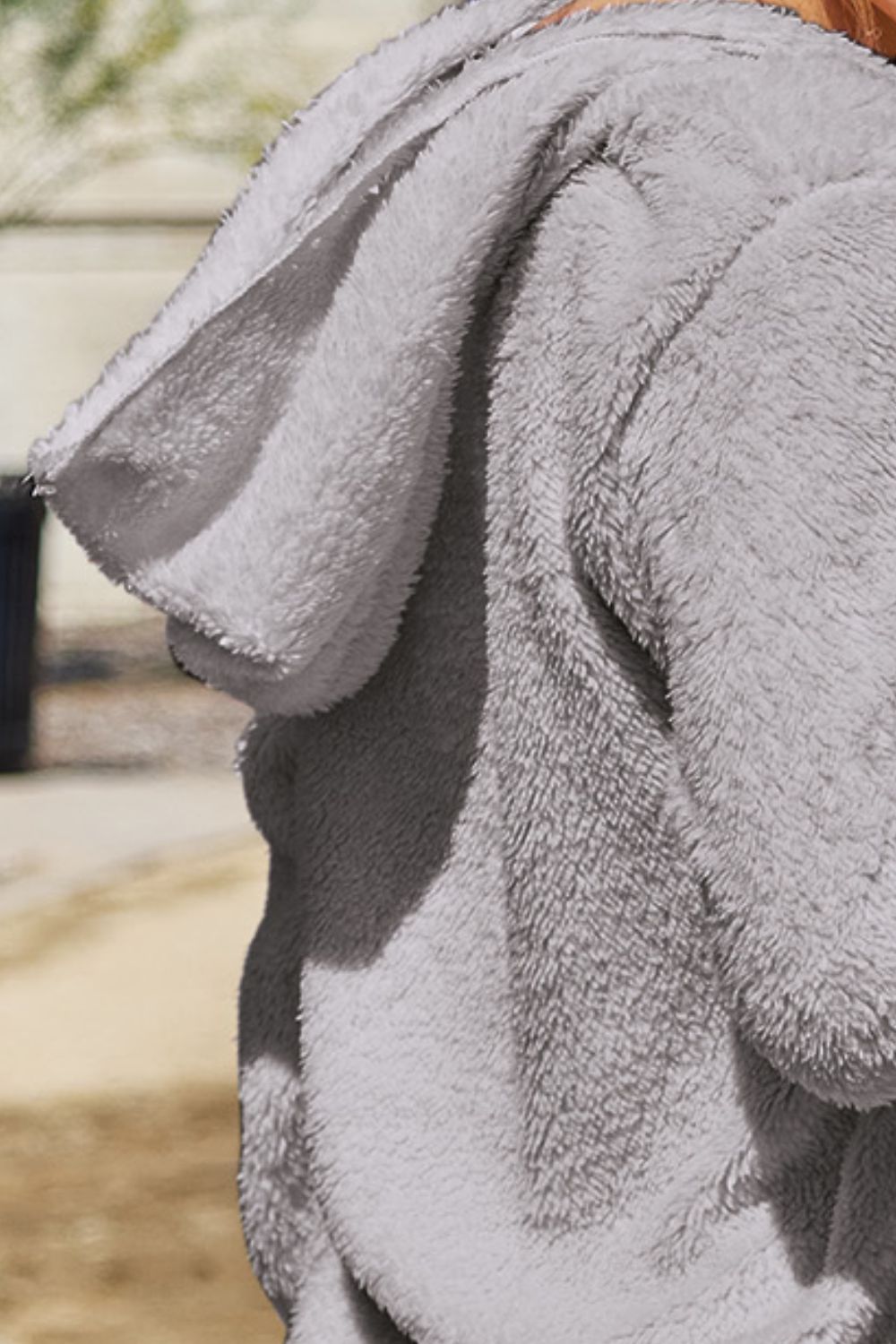 Full Size Teddy Hooded Jacket with Pockets - Charming Charlie