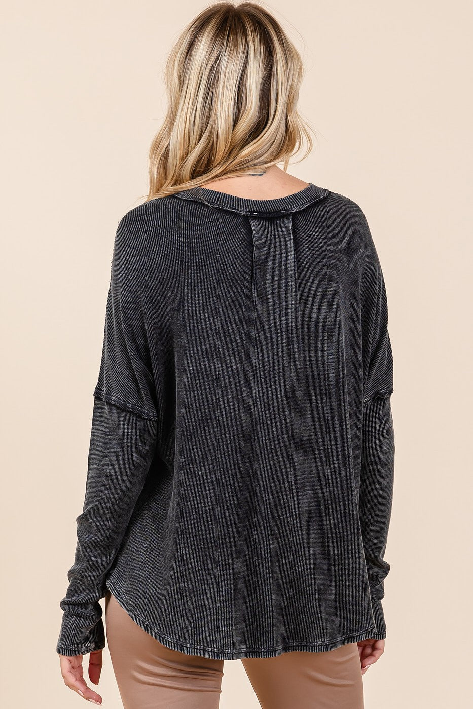 Mittoshop Washed V-Neck Long Sleeve Blouse - Charming Charlie