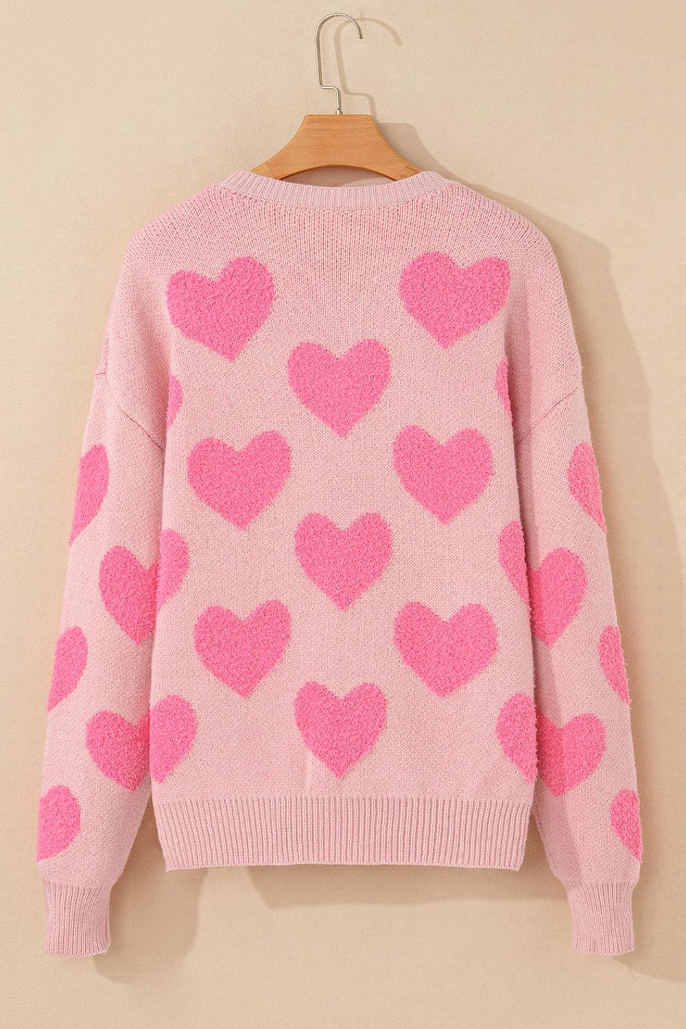 Valentine's Day Heart Jacquard Round Neck Sweater - Charming Charlie