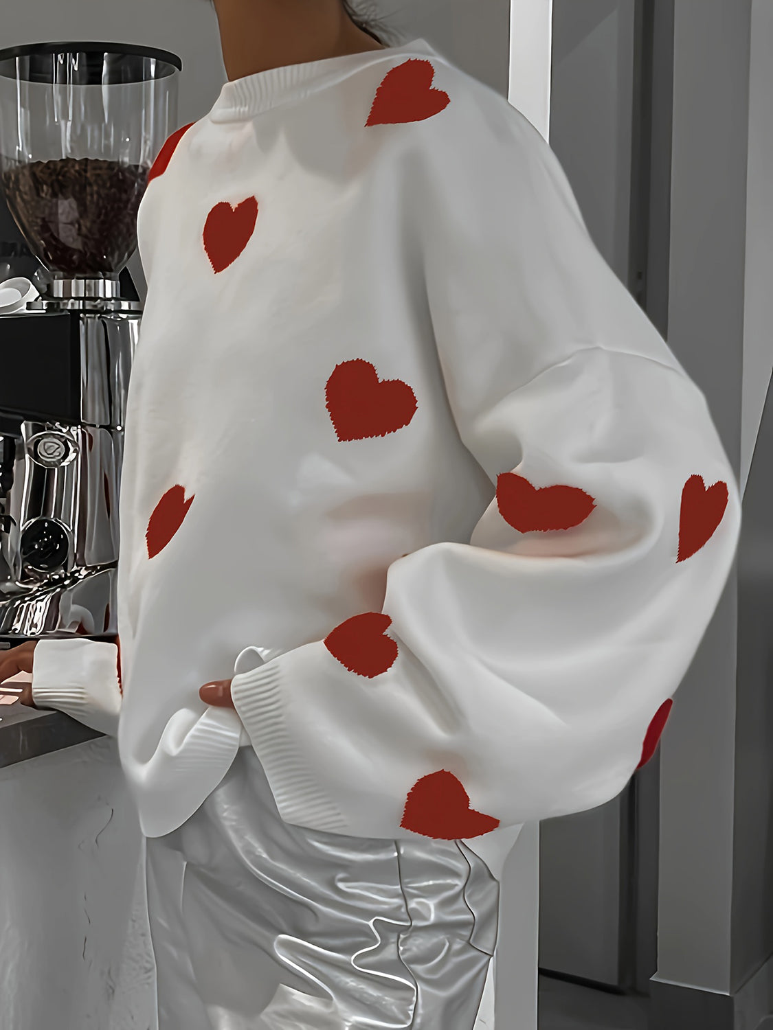 Valentine’s Day Heart Round Neck Long Sleeve Sweater - Charming Charlie