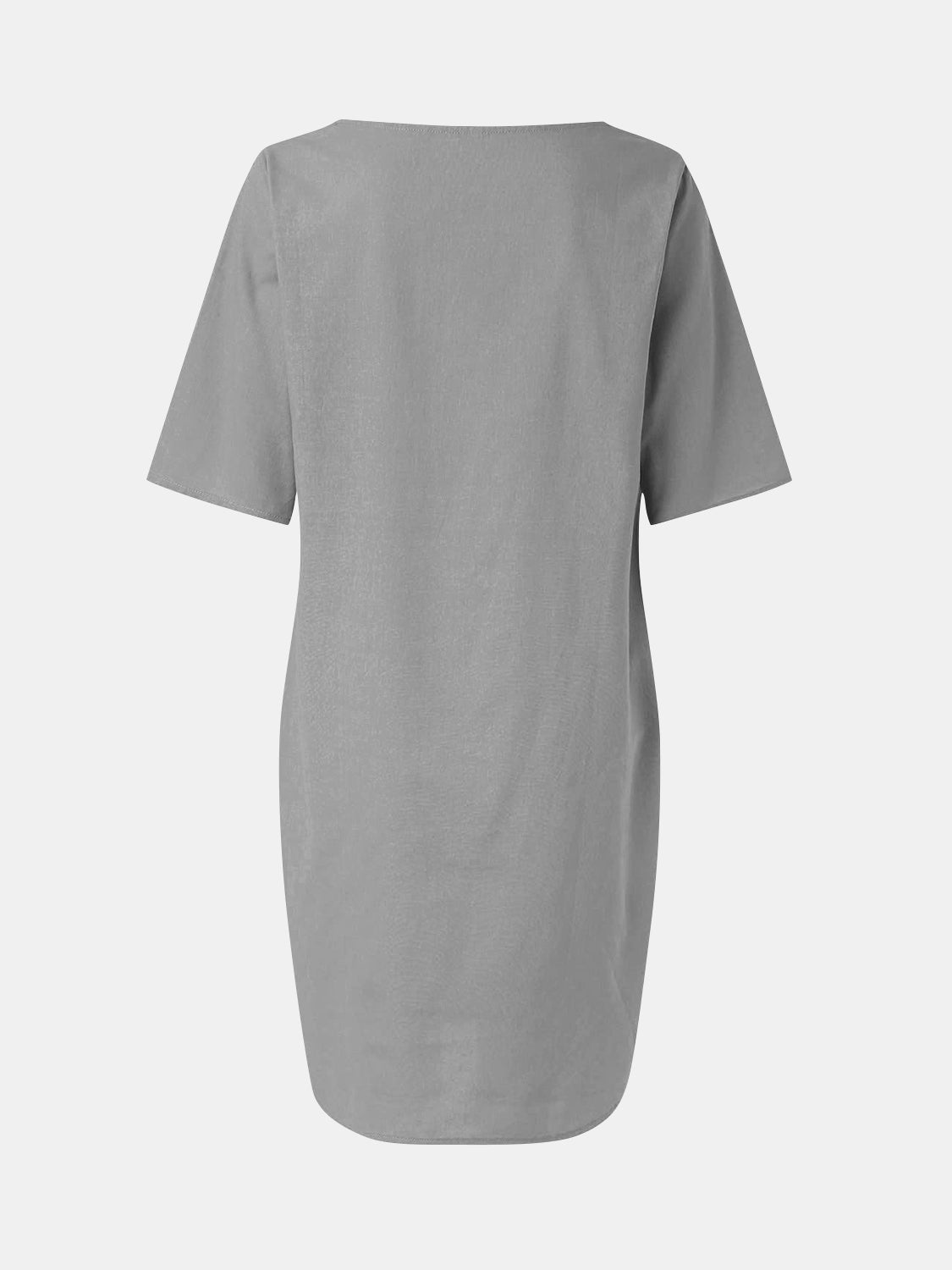 Full Size Round Neck Half Sleeve Dress with Pockets - Charming Charlie