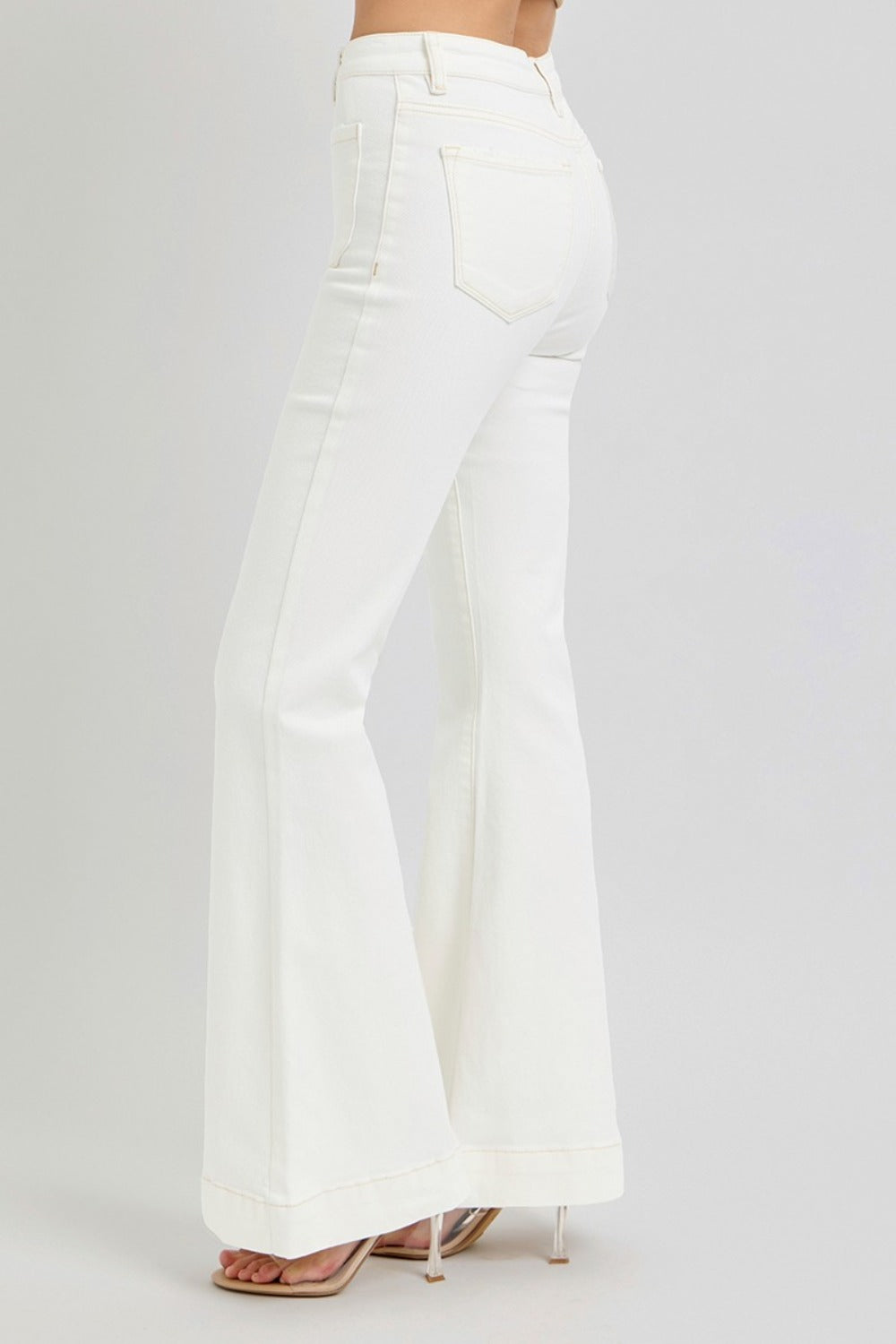 RISEN Full Size High Rise Front Patch Pocket Flare Jeans - Charming Charlie
