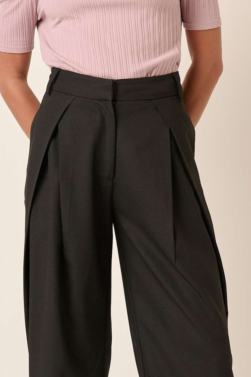 Mittoshop Deep Pleated High Waisted Wide Leg Pants - Charming Charlie