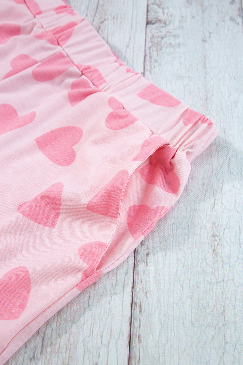 Heart Print Long Sleeve Top and Shorts Lounge Set - Charming Charlie