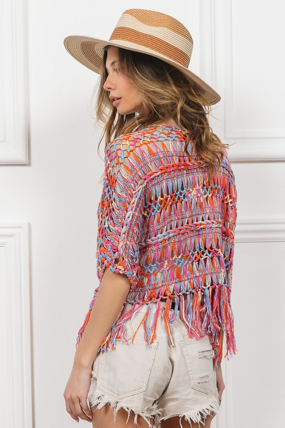 BiBi Open Front Fringed Crop Knit Cardigan - Charming Charlie