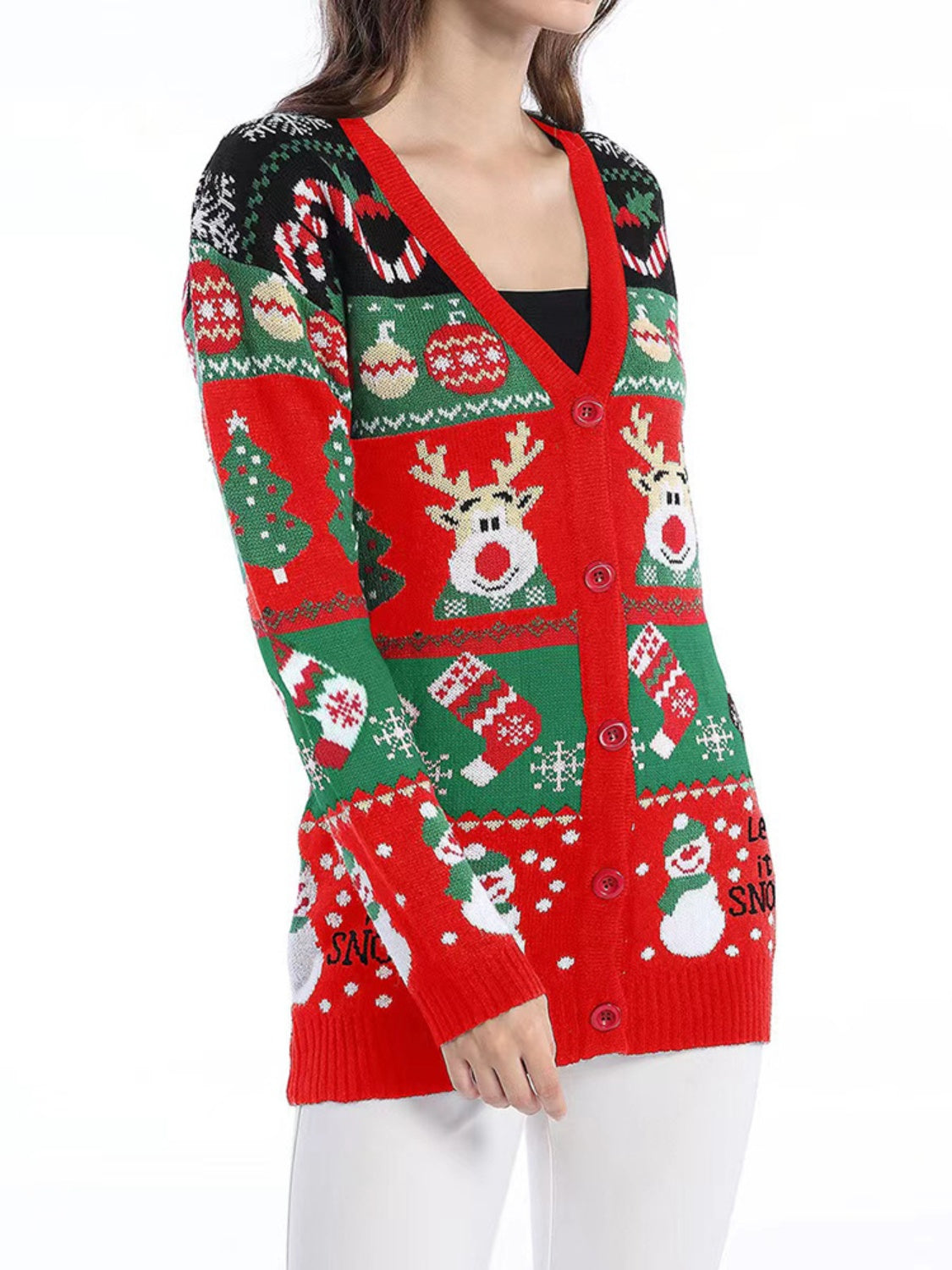 Reindeer Button Up Long Sleeve Cardigan - Charming Charlie