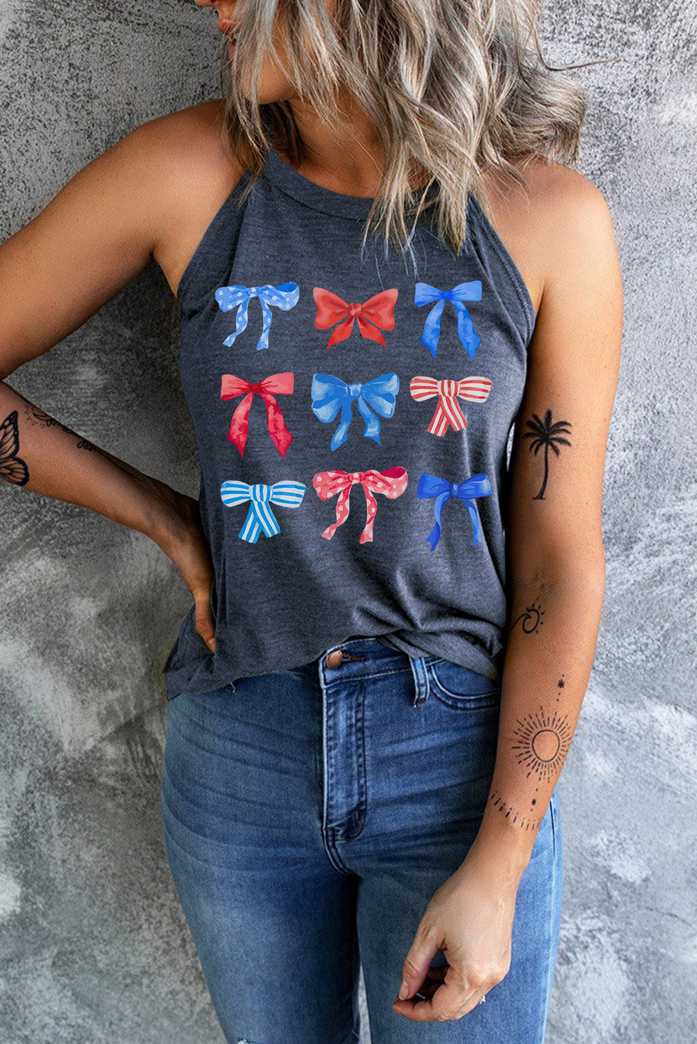 Bow Graphic Round Neck Tank - Charming Charlie